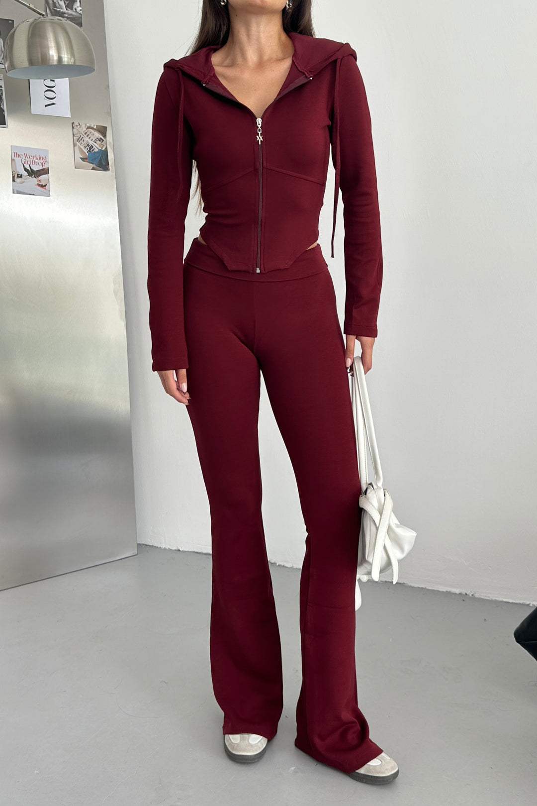 Routines Stretch Fold-over Flared Set - Bordeaux 3535 - ROUTINES