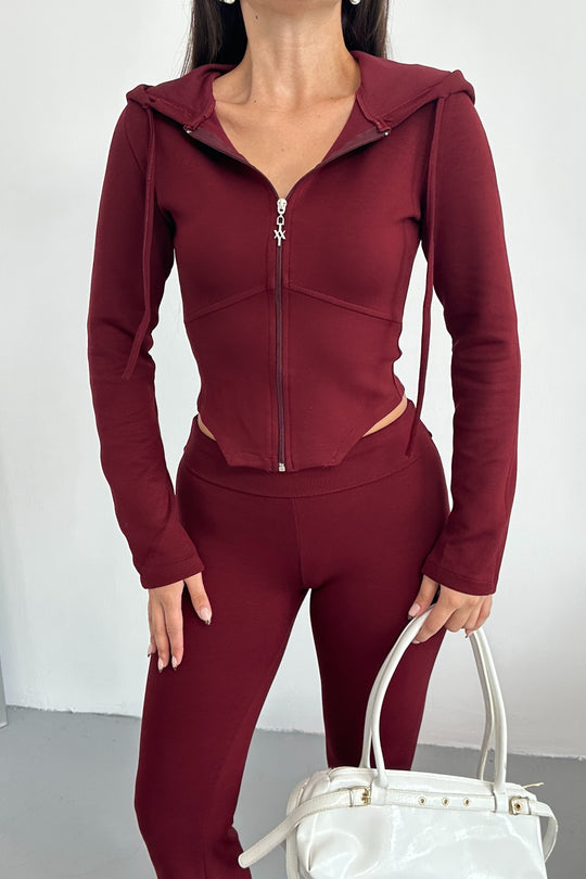 Routines Stretch Fold-over Flared Set - Bordeaux 3535 - ROUTINES