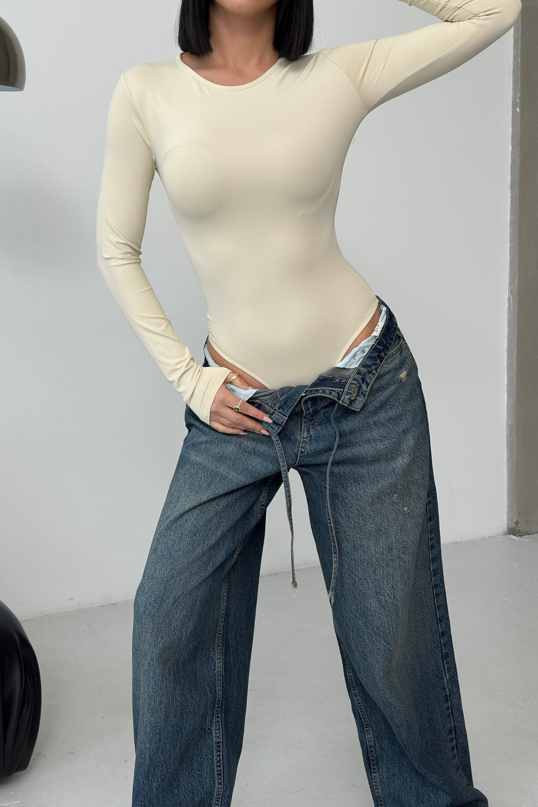 Routines Stretch Longsleeve Bodysuit - Beige 390 - ROUTINES