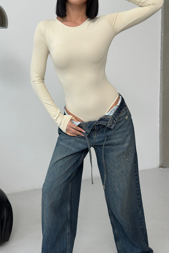 Routines Stretch Longsleeve Bodysuit - Beige 390 - ROUTINES