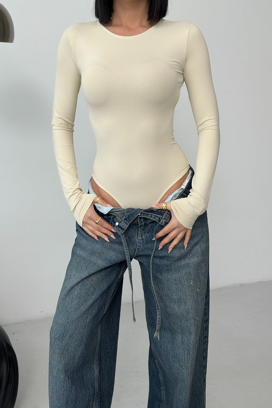 Routines Stretch Longsleeve Bodysuit - Beige 390 - ROUTINES