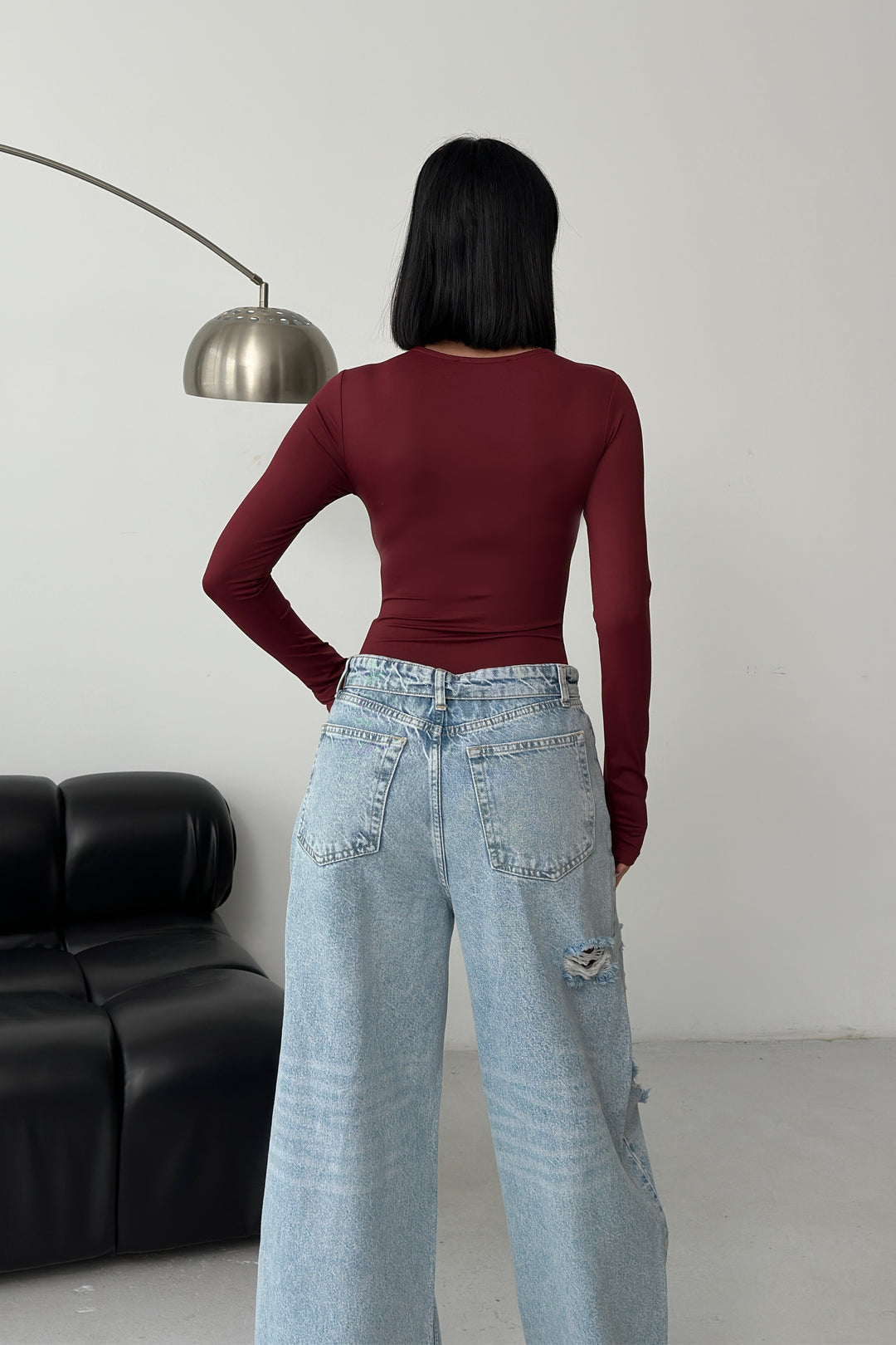 Routines Stretch Longsleeve Bodysuit - Bordeaux 390 Body Routines Fashion