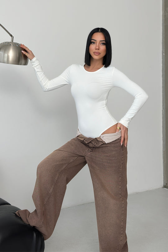 Routines Stretch Longsleeve Bodysuit - Cream 390 - ROUTINES