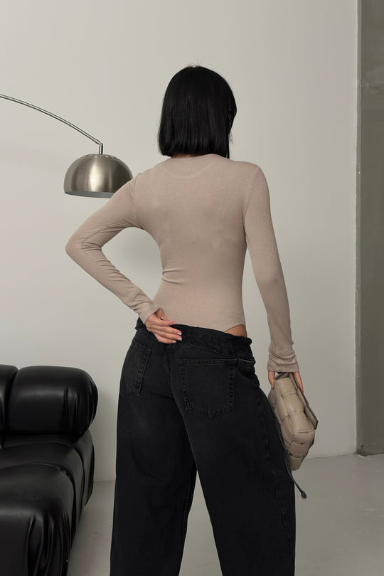 Routines Stretch Longsleeve Bodysuit - Stone 388 - ROUTINES
