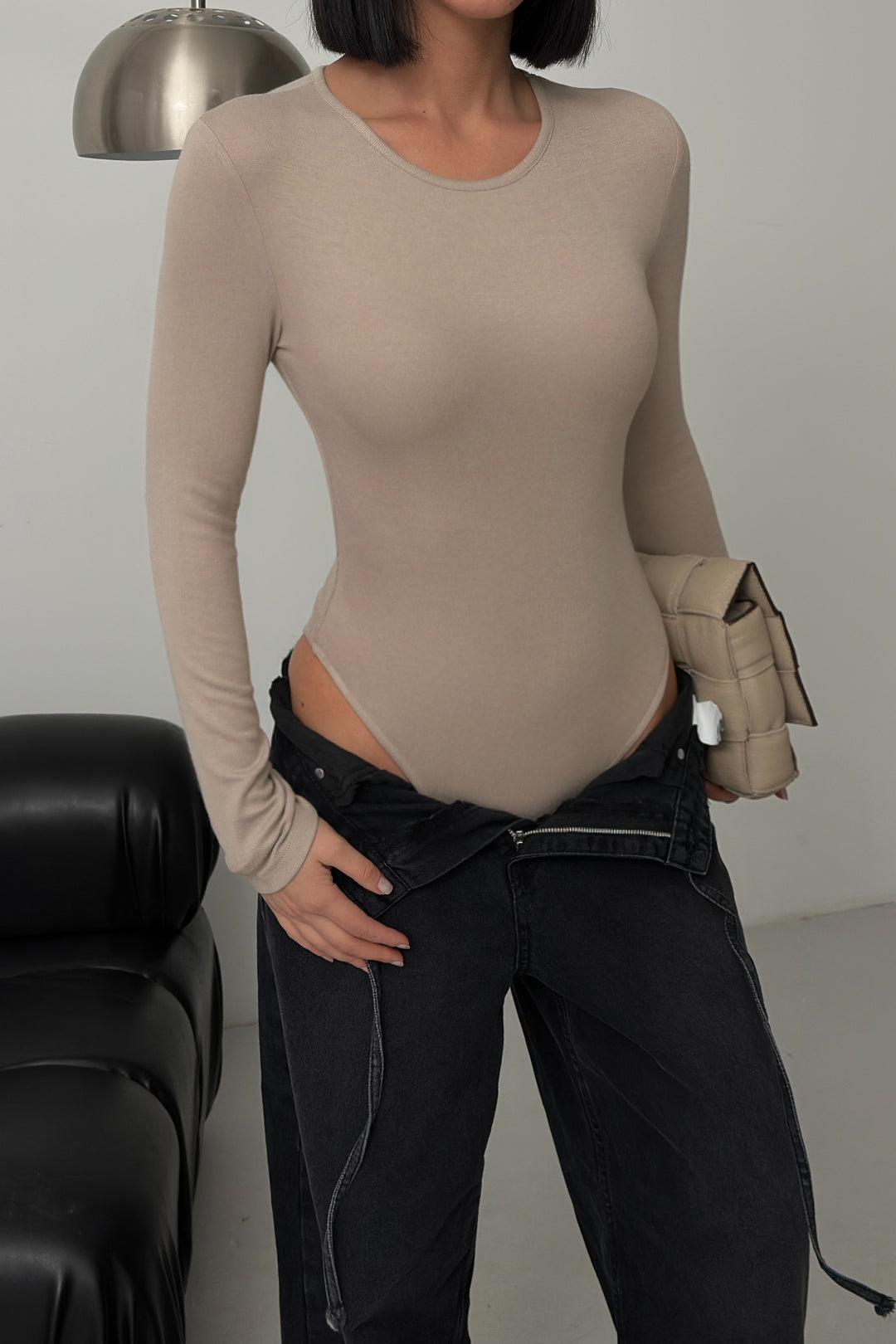 Routines Stretch Longsleeve Bodysuit - Stone 388 - ROUTINES