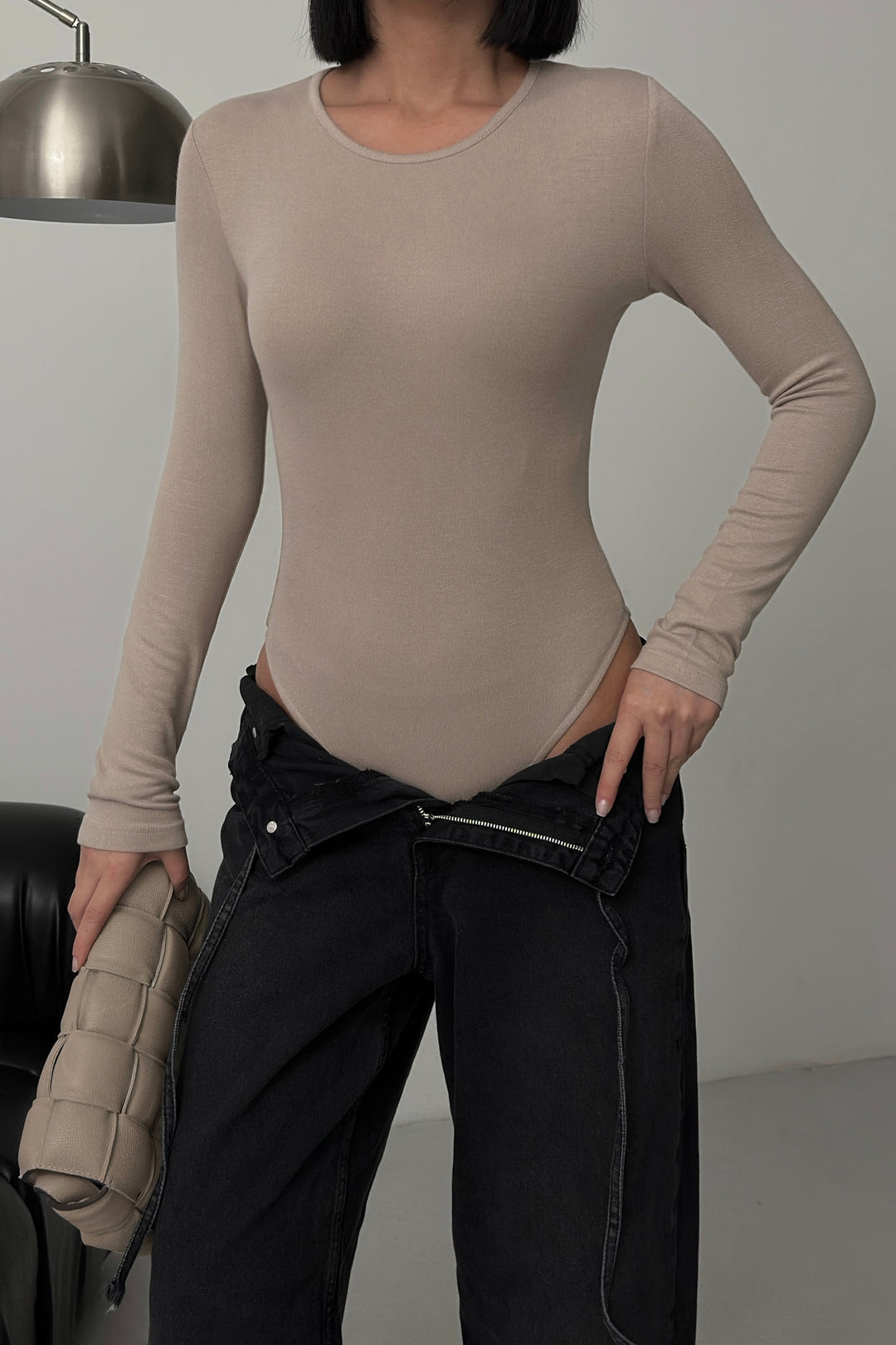 Routines Stretch Longsleeve Bodysuit - Stone 388 - ROUTINES