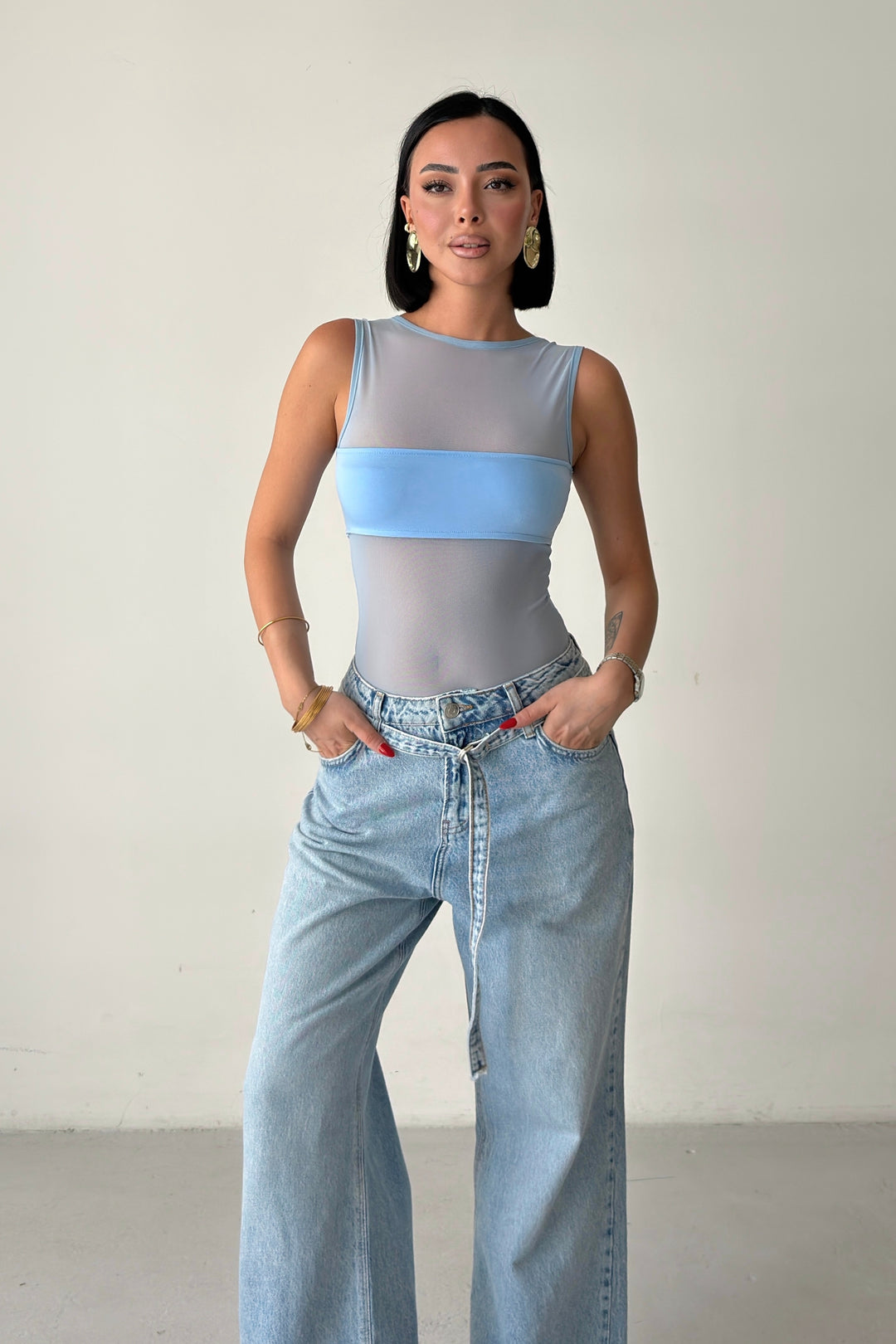 Routines Stretch Mesh Bodysuit - Baby Blue 4539 - ROUTINES