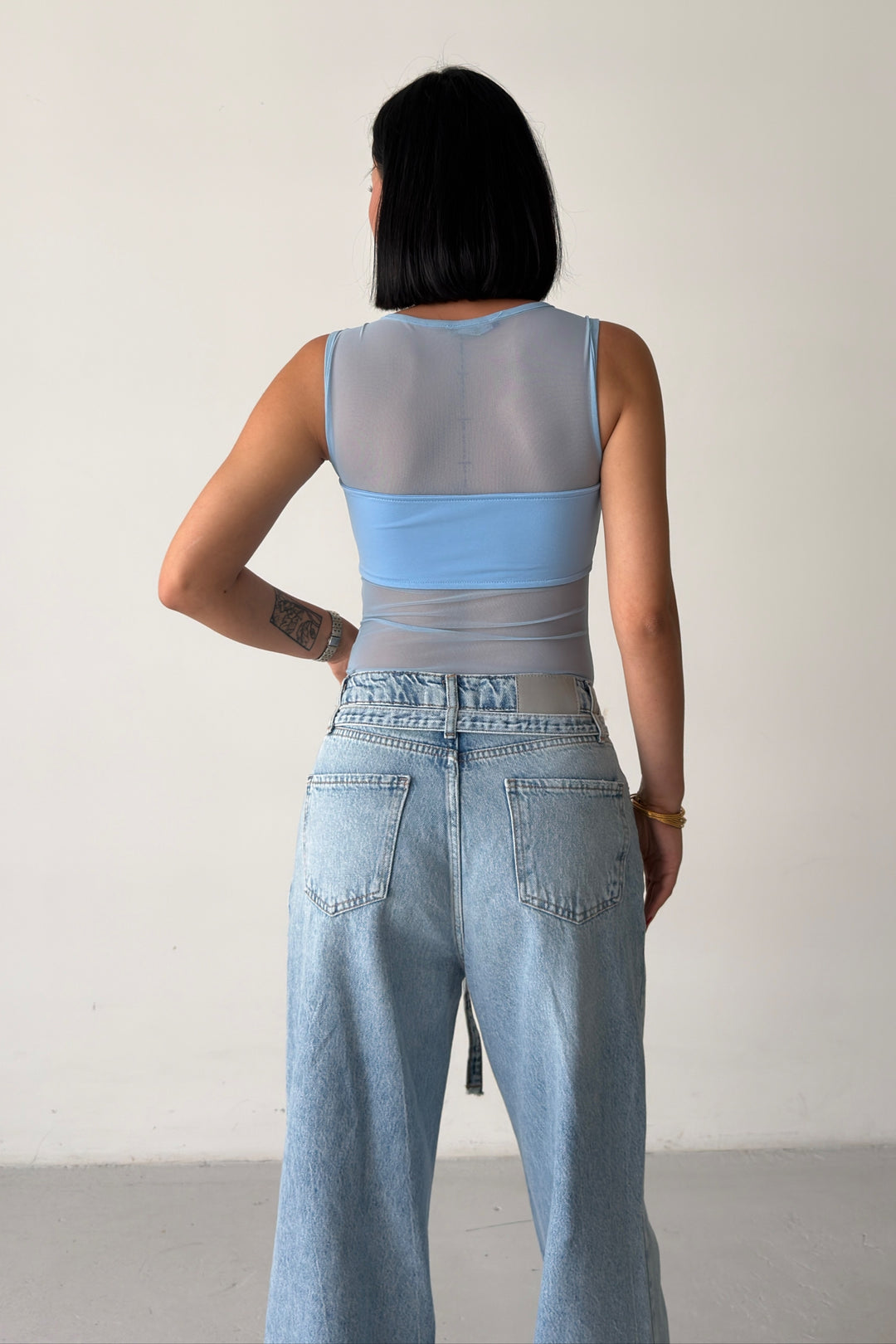 Routines Stretch Mesh Bodysuit - Baby Blue 4539 - ROUTINES
