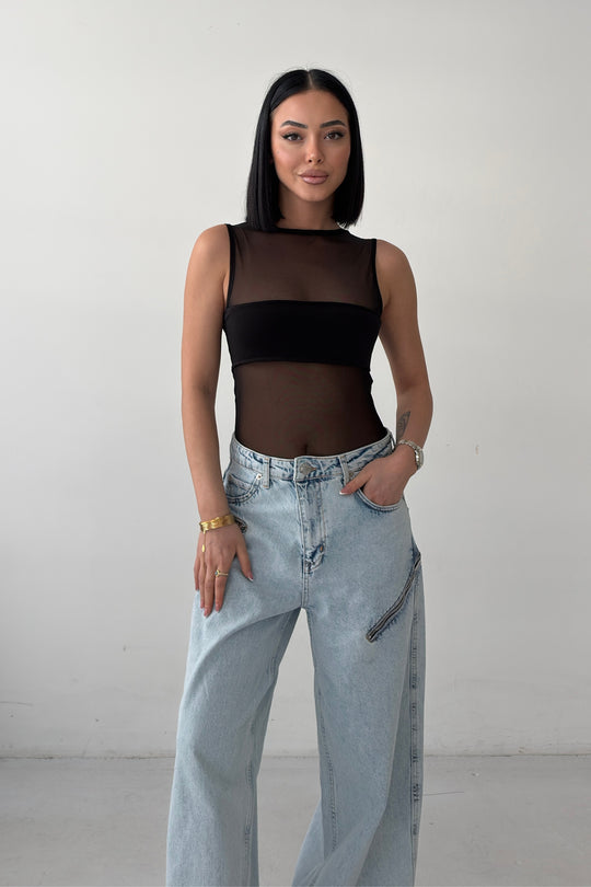 Routines Stretch Mesh Bodysuit - Black 4539 - ROUTINES