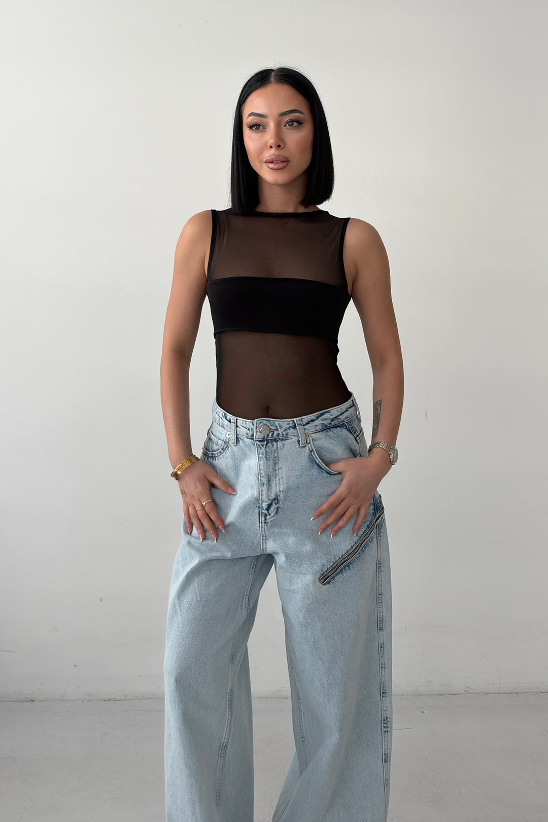 Routines Stretch Mesh Bodysuit - Black 4539 - ROUTINES