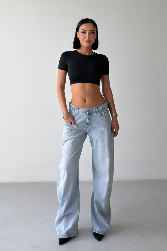 Routines Stretch Mid-waist Balloon Jeans - Light Blue 4970