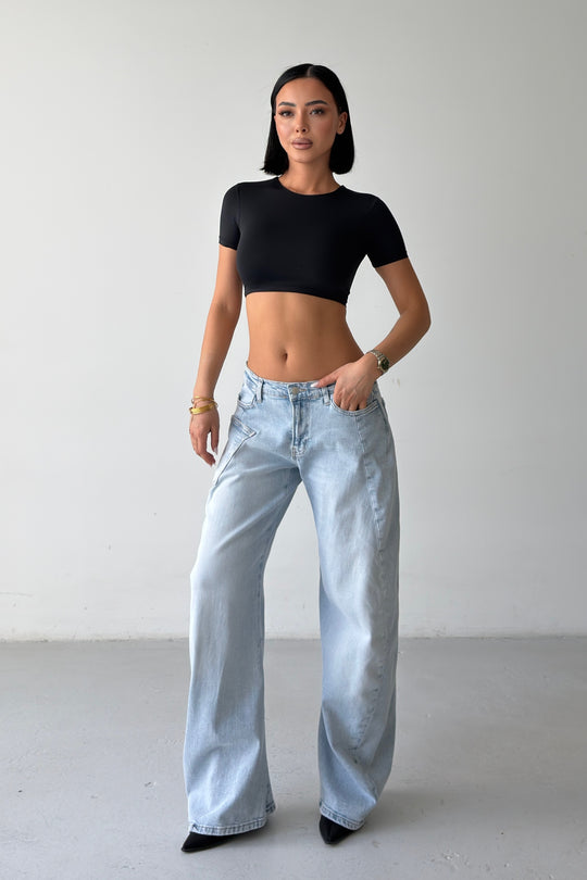 Routines Stretch Mid-waist Balloon Jeans - Light Blue 4970