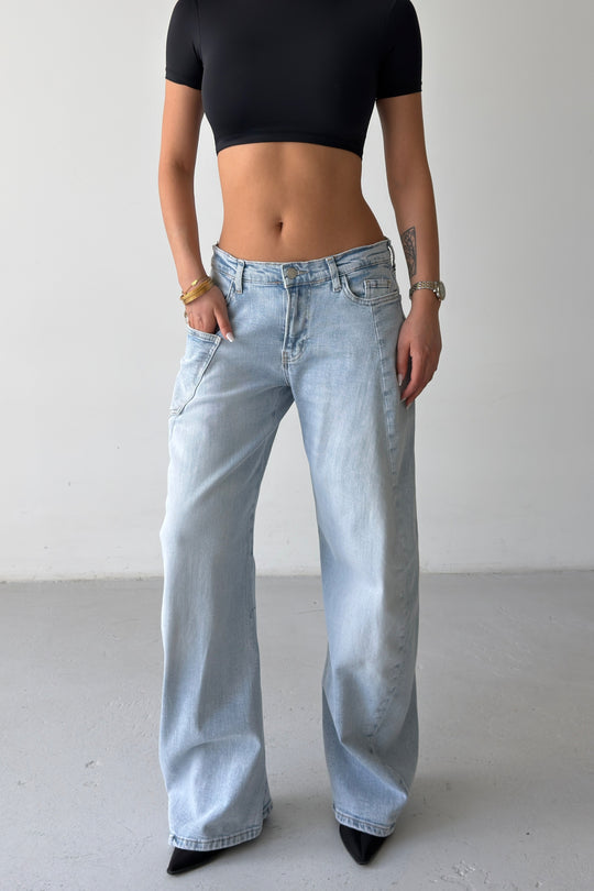 Routines Stretch Mid-waist Balloon Jeans - Light Blue 4970