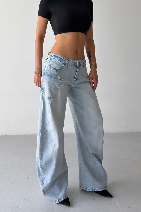 Routines Stretch Mid-waist Balloon Jeans - Light Blue 4970