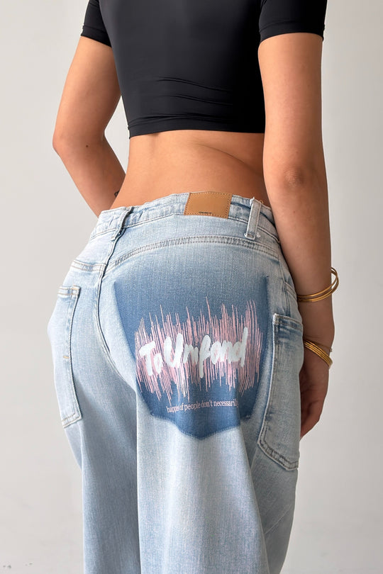 Routines Stretch Mid-waist Balloon Jeans - Light Blue 4970