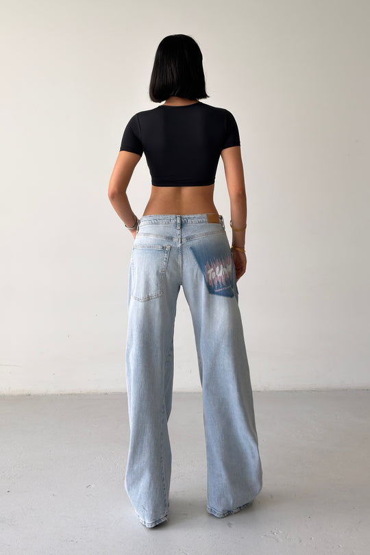 Routines Stretch Mid-waist Balloon Jeans - Light Blue 4970