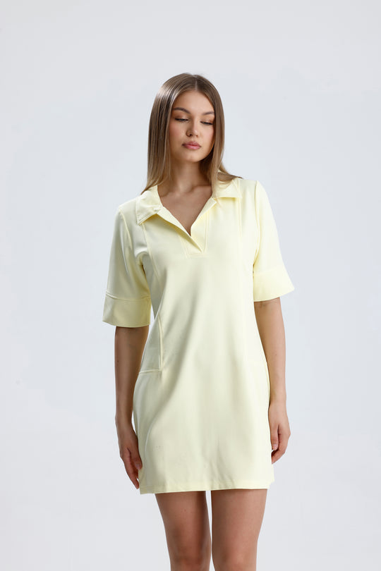 Routines Stretch Polo Dress - Butter Yellow 2026 - ROUTINES