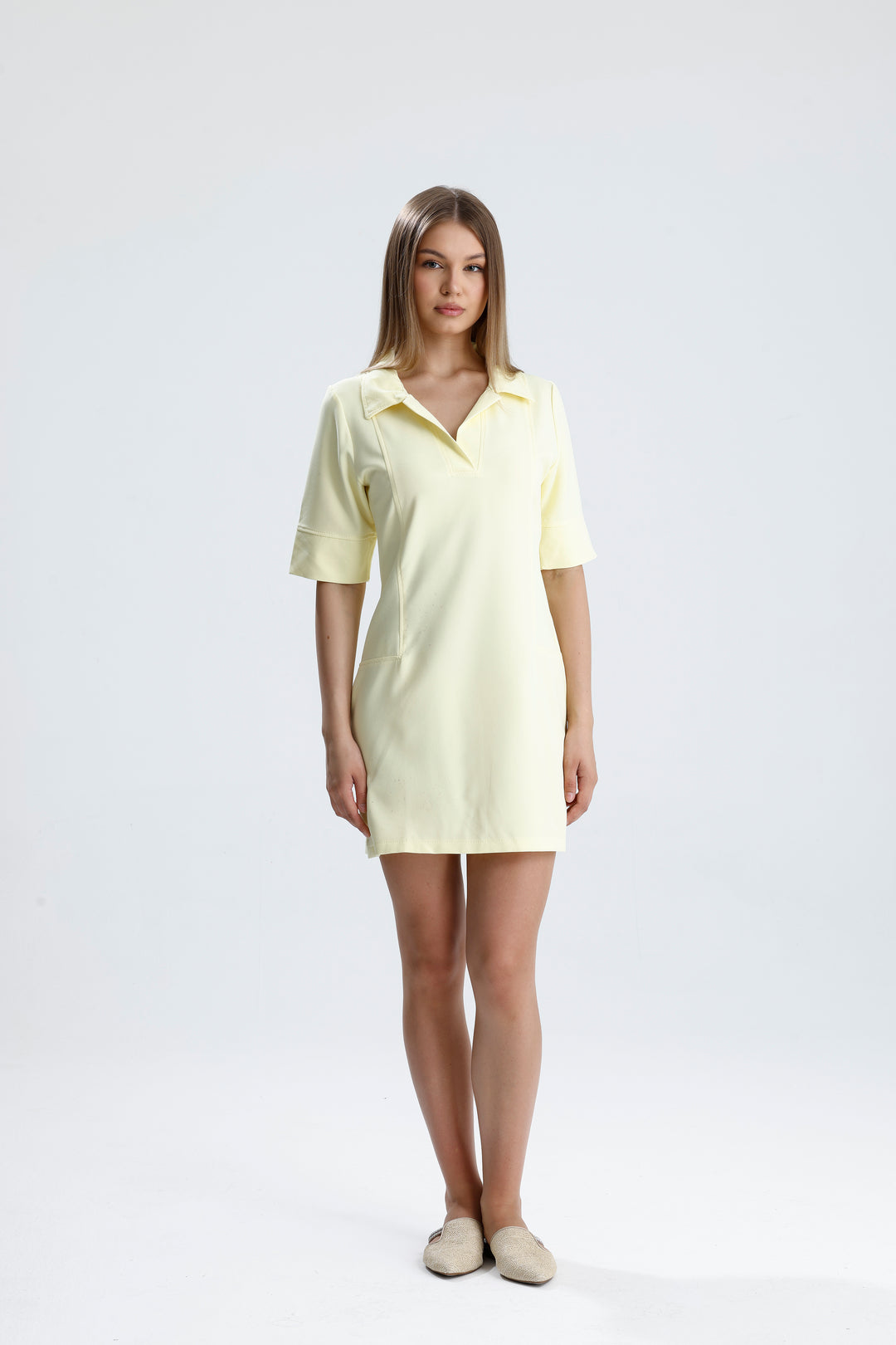 Routines Stretch Polo Dress - Butter Yellow 2026 - ROUTINES