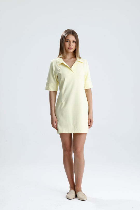Routines Stretch Polo Dress - Butter Yellow 2026 - ROUTINES