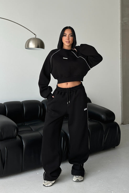 Routines Striped BREATHE Tracksuit - Black 3843 Set Routines Fashion