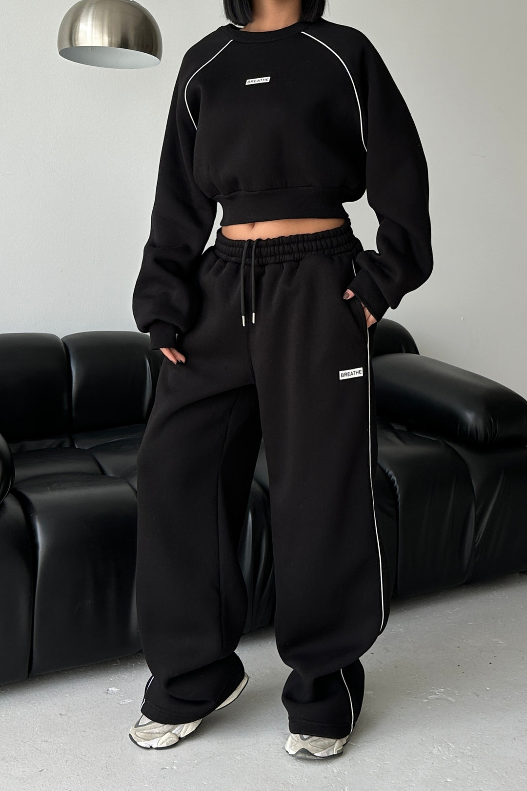 Routines Striped BREATHE Tracksuit - Black 3843 Set Routines Fashion