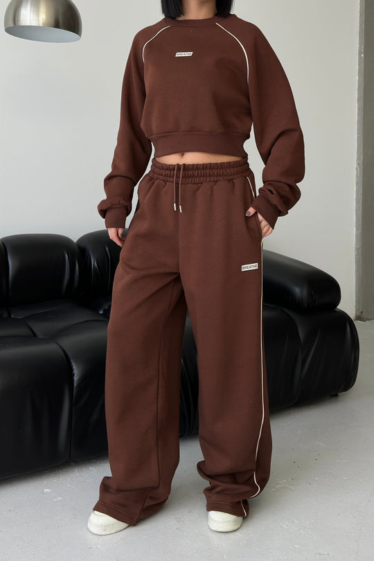 Routines Striped BREATHE Tracksuit - Brown 3844 Set Routines Fashion