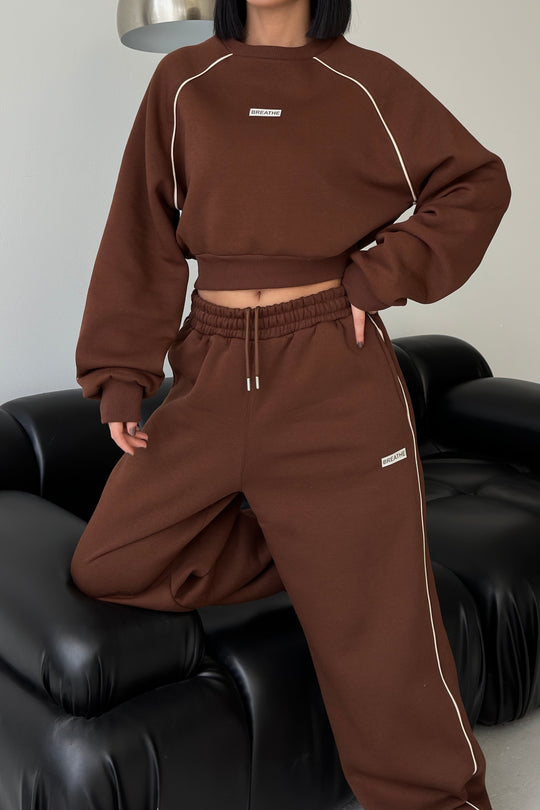 Routines Striped BREATHE Tracksuit - Brown 3844 Set Routines Fashion