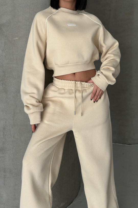 Routines Striped BREATHE Tracksuit - Cream 3846 - ROUTINES