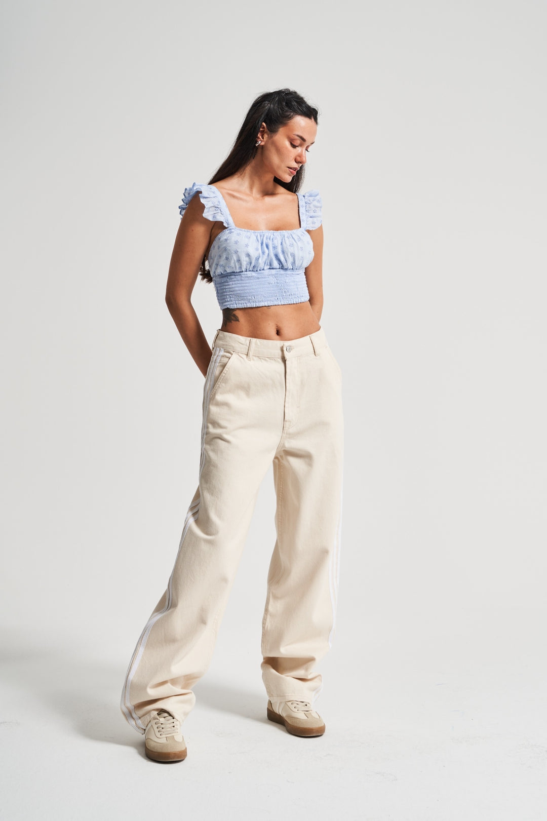 Routines Striped Baggy Skater Jeans - Beige 2952 - ROUTINES