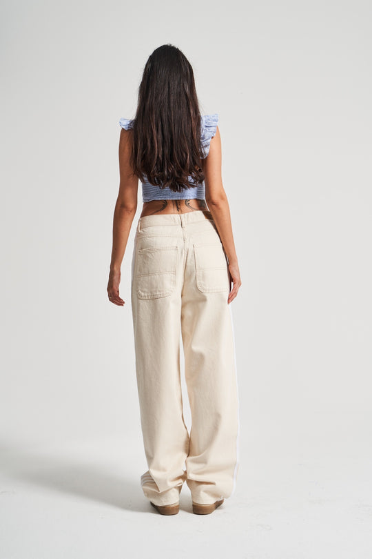 Routines Striped Baggy Skater Jeans - Beige 2952 - ROUTINES