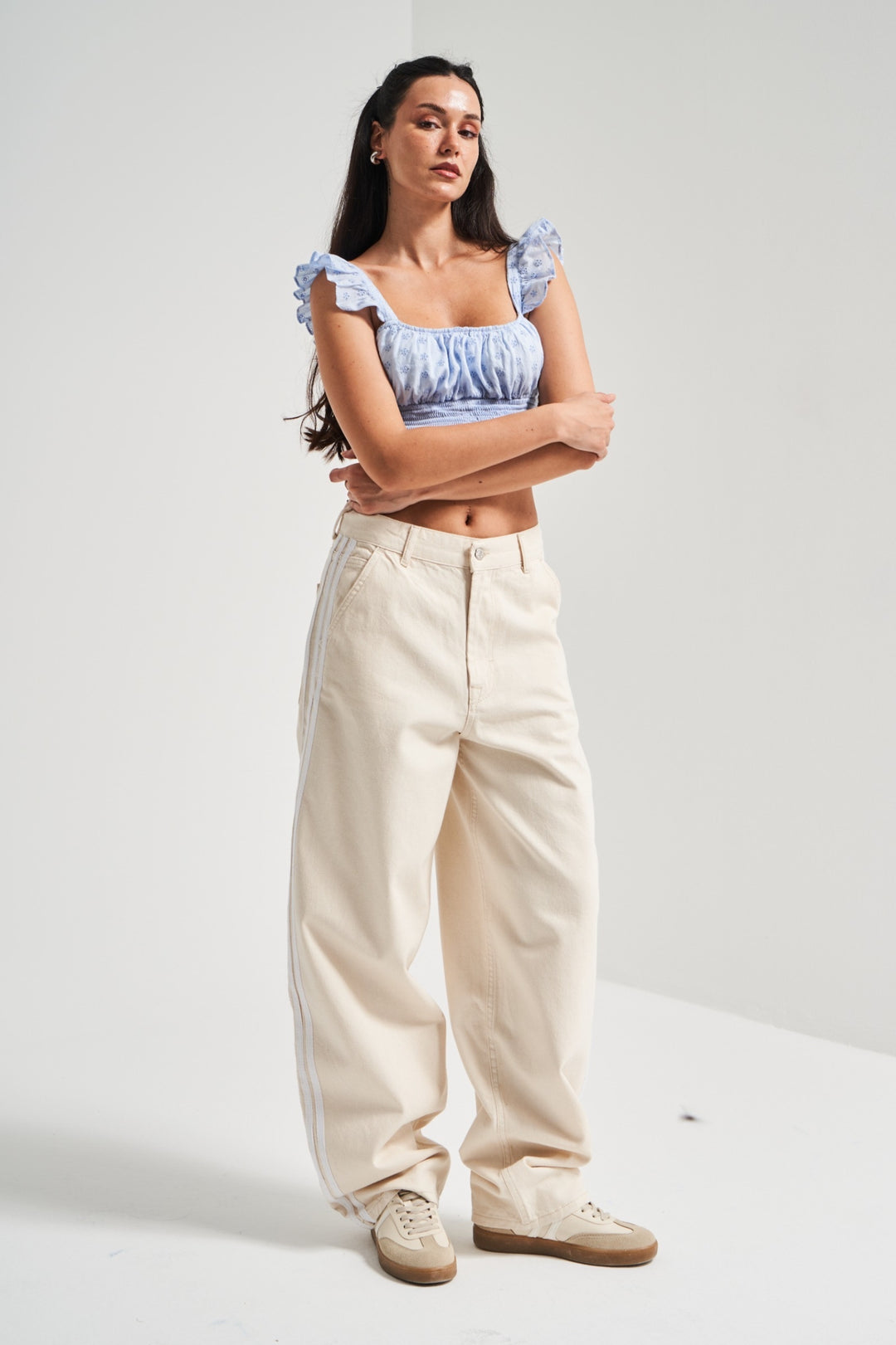 Routines Striped Baggy Skater Jeans - Beige 2952 - ROUTINES