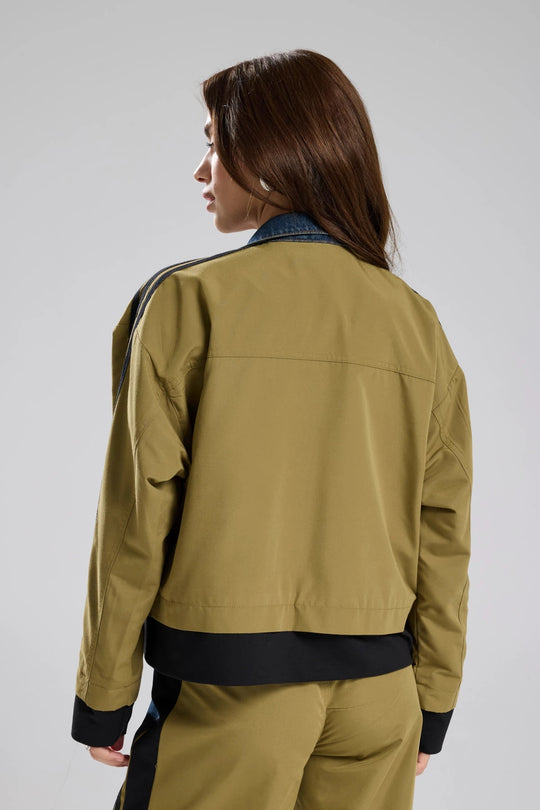 Routines Striped Denim Jacket - Army Green 1726 - ROUTINES