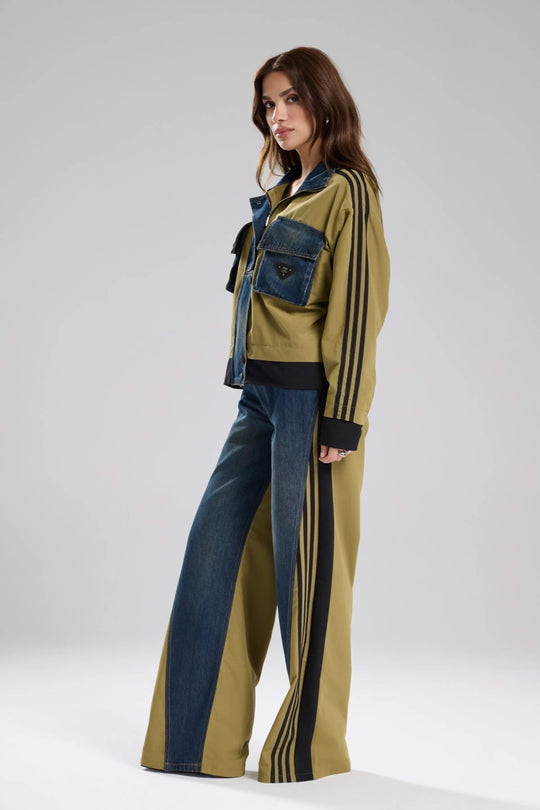Routines Striped Denim Jacket - Army Green 1726 - ROUTINES