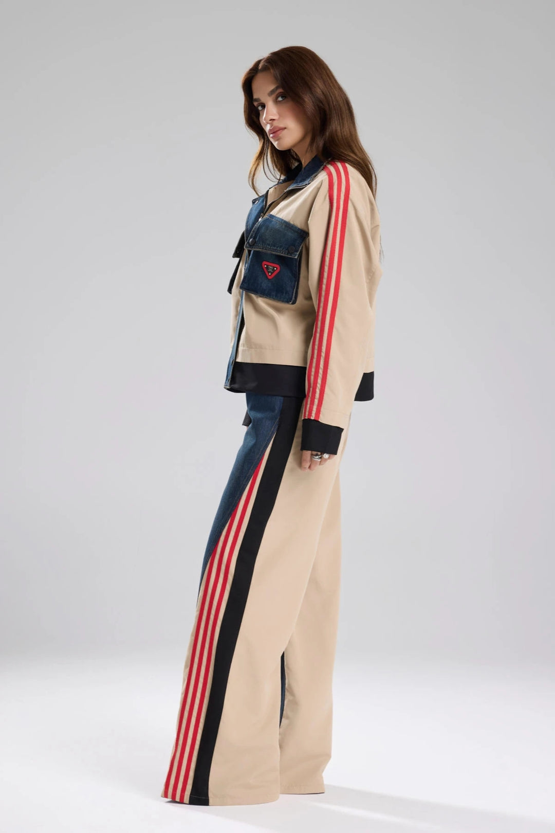 Routines Striped Denim Jacket - Beige 1726 - ROUTINES