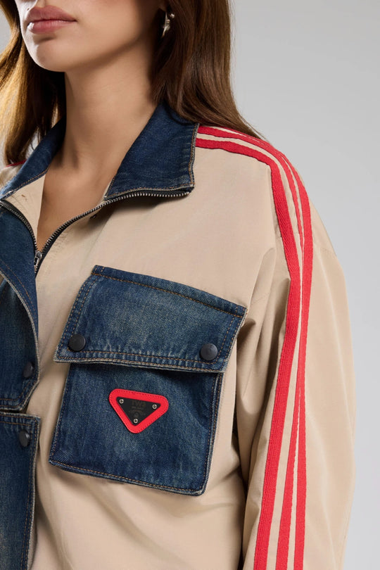 Routines Striped Denim Jacket - Beige 1726 - ROUTINES