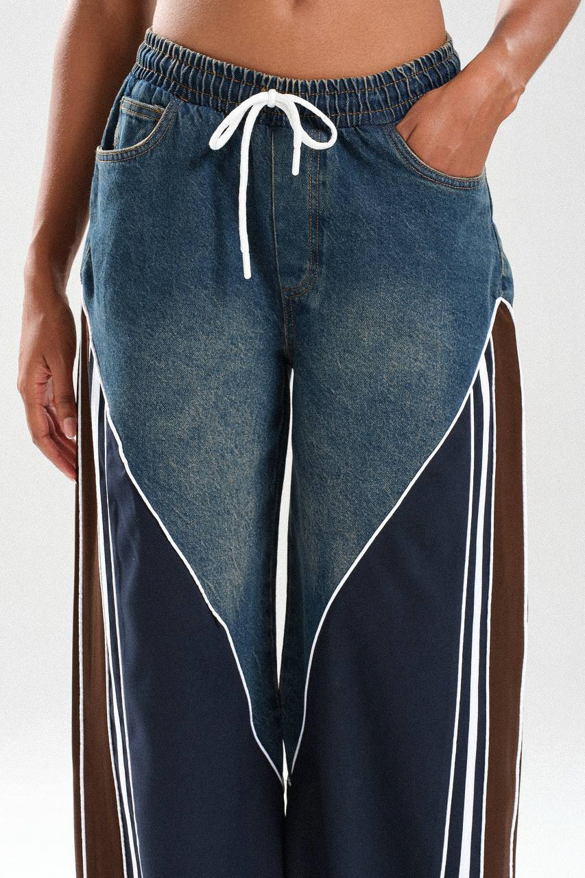 Routines Striped Denim Set - Navy / Brown 1698 - ROUTINES