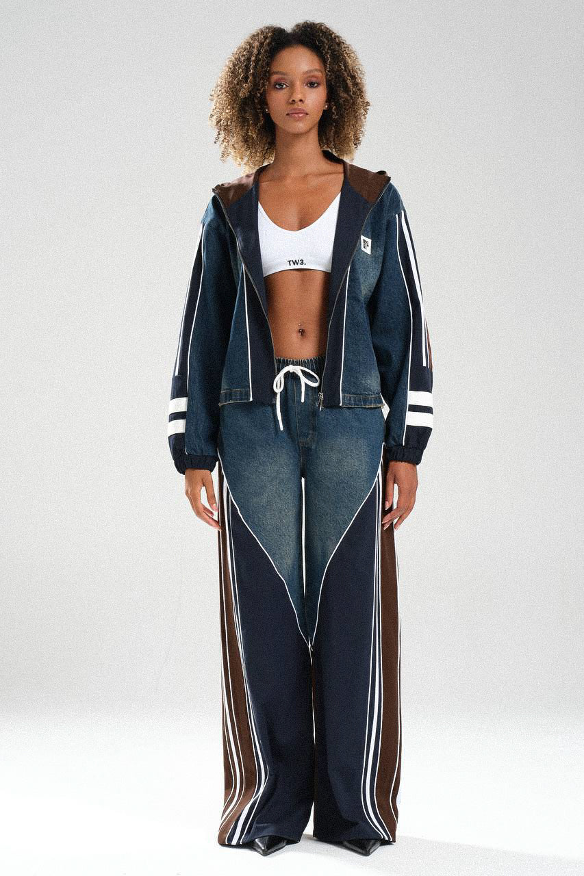 Routines Striped Denim Set - Navy / Brown 1698 - ROUTINES