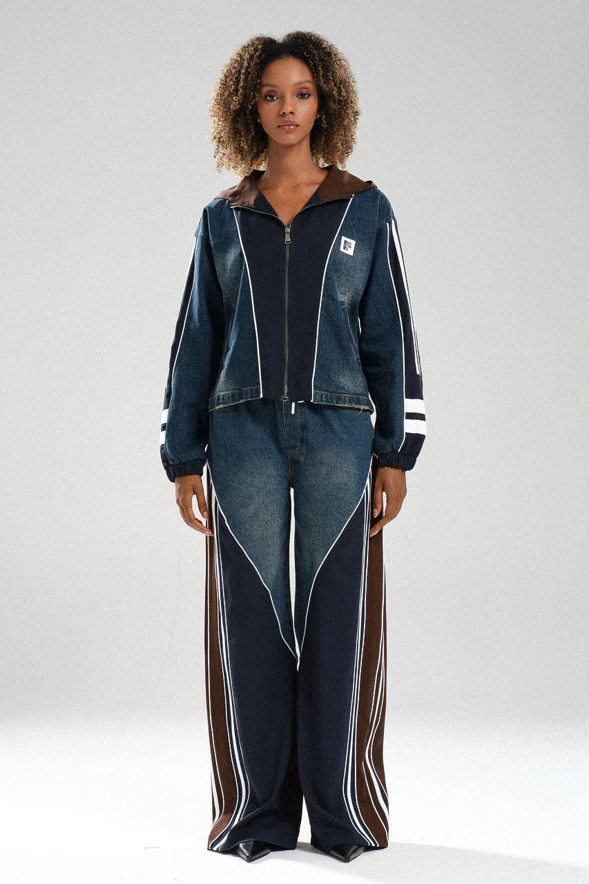 Routines Striped Denim Set - Navy / Brown 1698 - ROUTINES