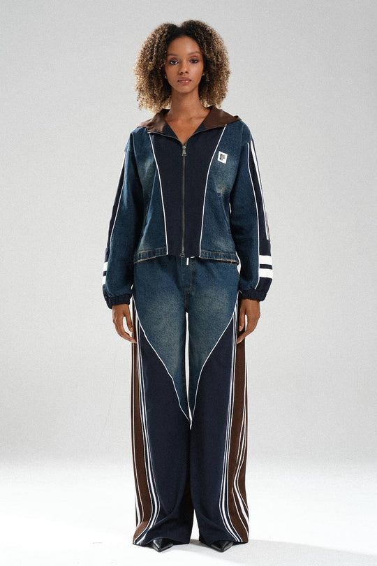 Routines Striped Denim Set - Navy / Brown 1698 - ROUTINES