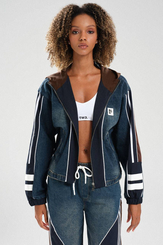 Routines Striped Denim Set - Navy / Brown 1698 - ROUTINES