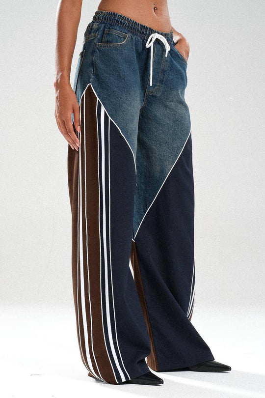 Routines Striped Denim Set - Navy / Brown 1698 - ROUTINES