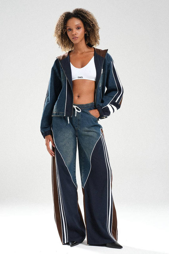 Routines Striped Denim Set - Navy / Brown 1698 - ROUTINES