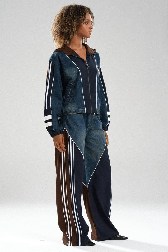 Routines Striped Denim Set - Navy / Brown 1698 - ROUTINES