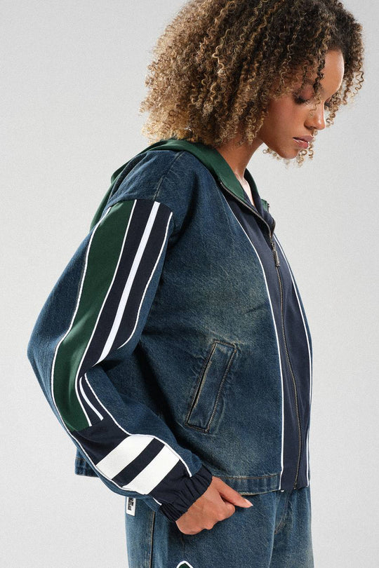 Routines Striped Denim Set - Navy / Green 1698 - ROUTINES