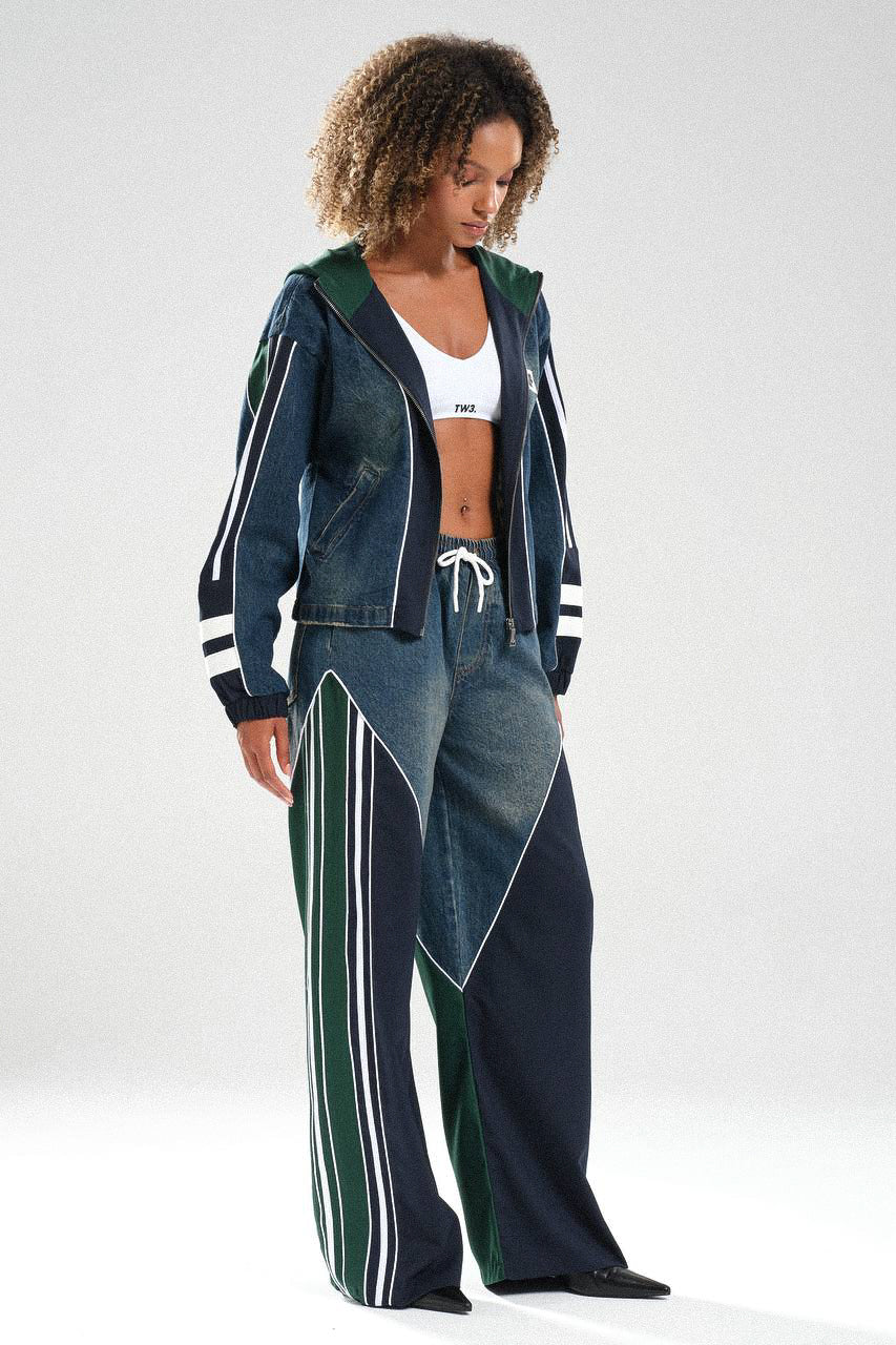 Routines Striped Denim Set - Navy / Green 1698 - ROUTINES