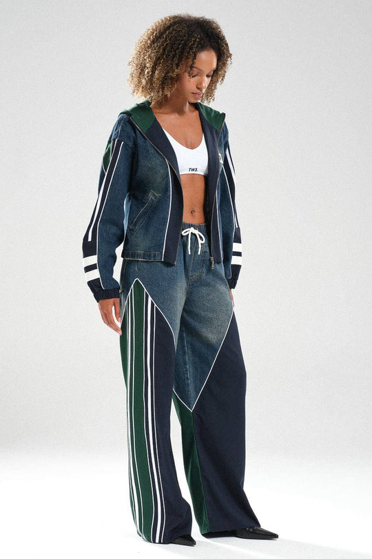 Routines Striped Denim Set - Navy / Green 1698 - ROUTINES