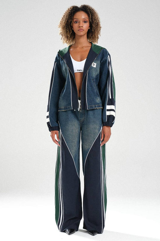 Routines Striped Denim Set - Navy / Green 1698 - ROUTINES