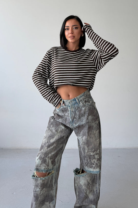 Routines Striped Longsleeve - Brown 0197