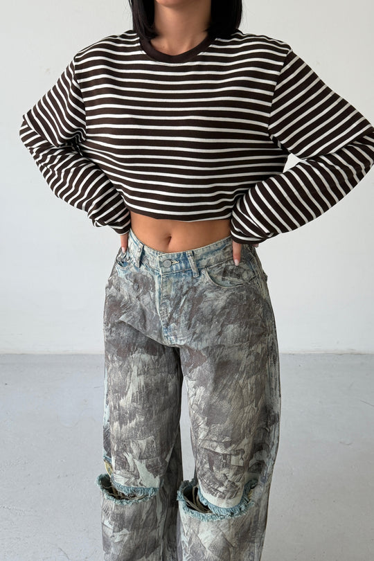 Routines Striped Longsleeve - Brown 0197