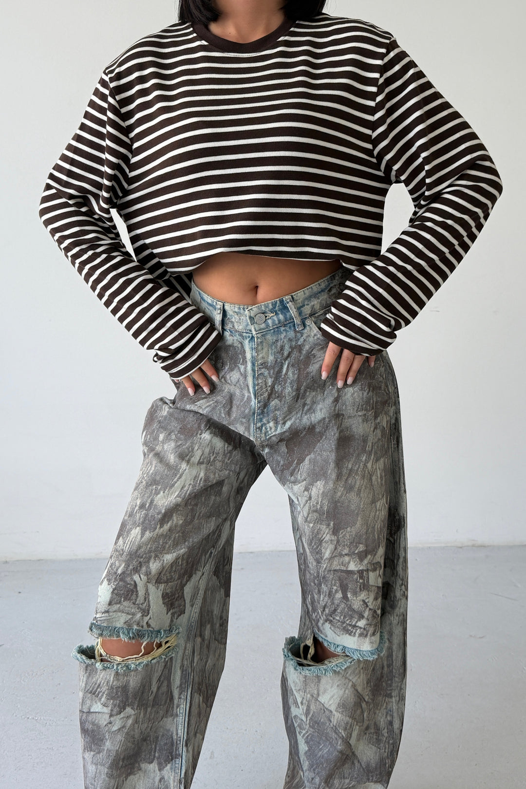 Routines Striped Longsleeve - Brown 0197